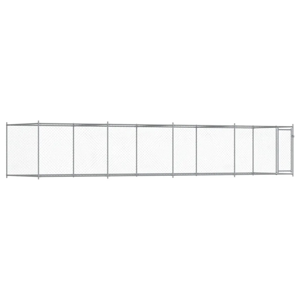 Gabbia per Cani con Porta Grigia 8x2x1,5 m in Acciaio Zincato 3209580