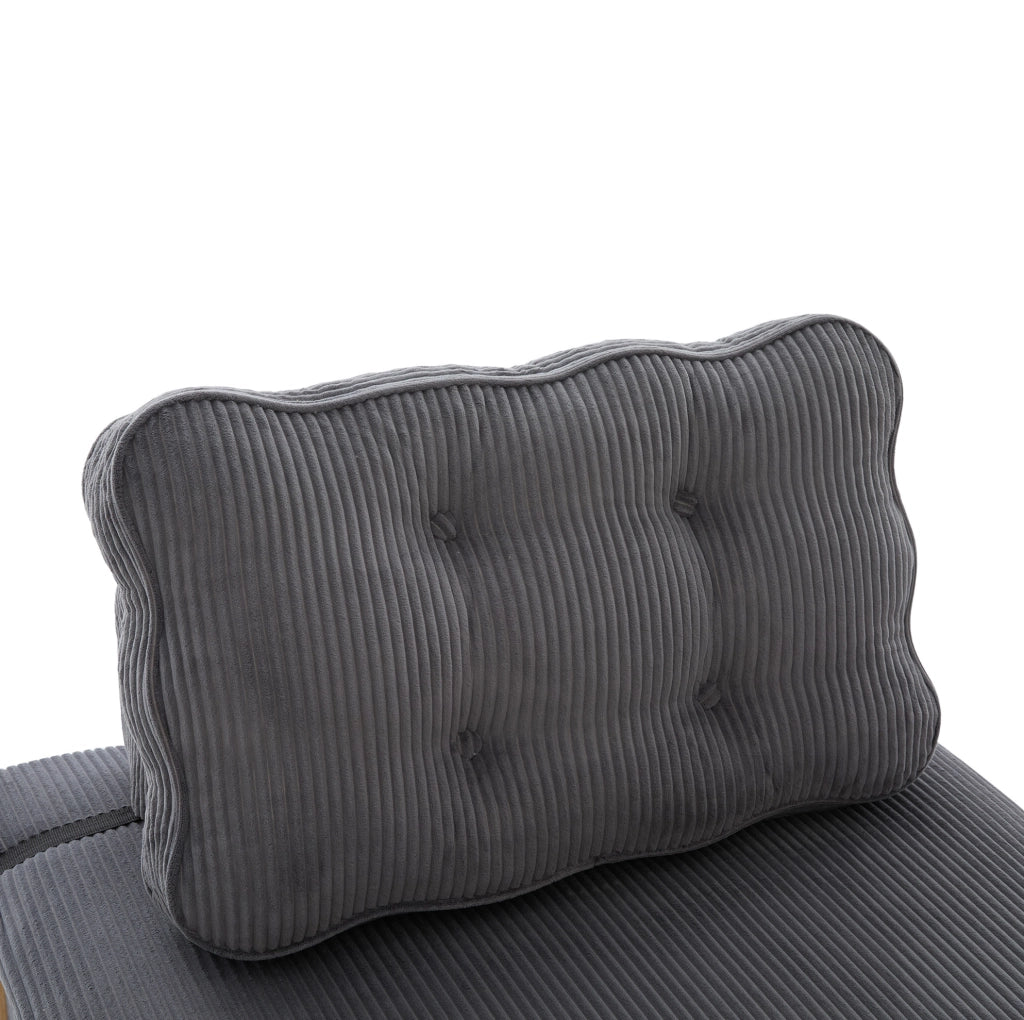 Poltrona letto pieghevole 90x170 cm in velluto a coste grigio scuro