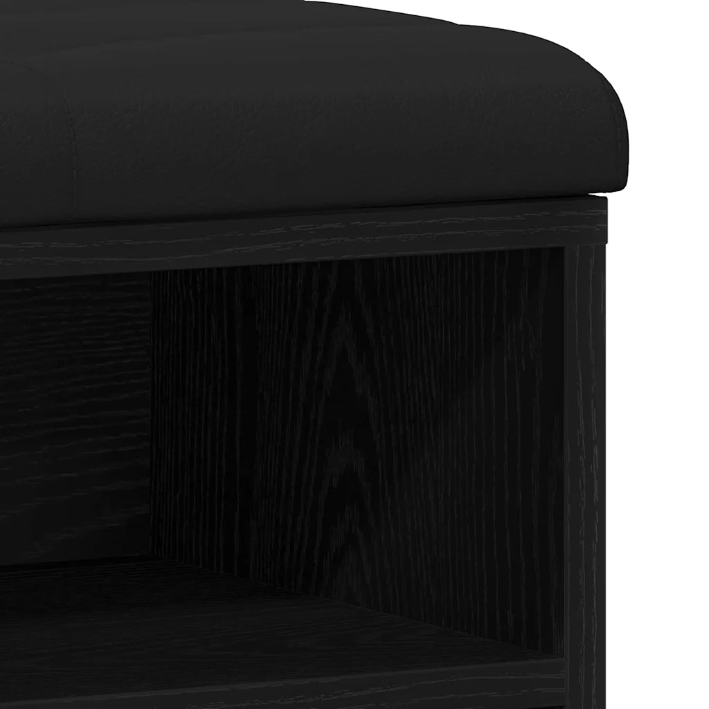 Panca per scarpe Rovere Nero 102 x 32 x 50 cm Legno multistrato