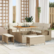 Set Divano da Giardino 9 pcs Beige e Crema polyrattan 3363686