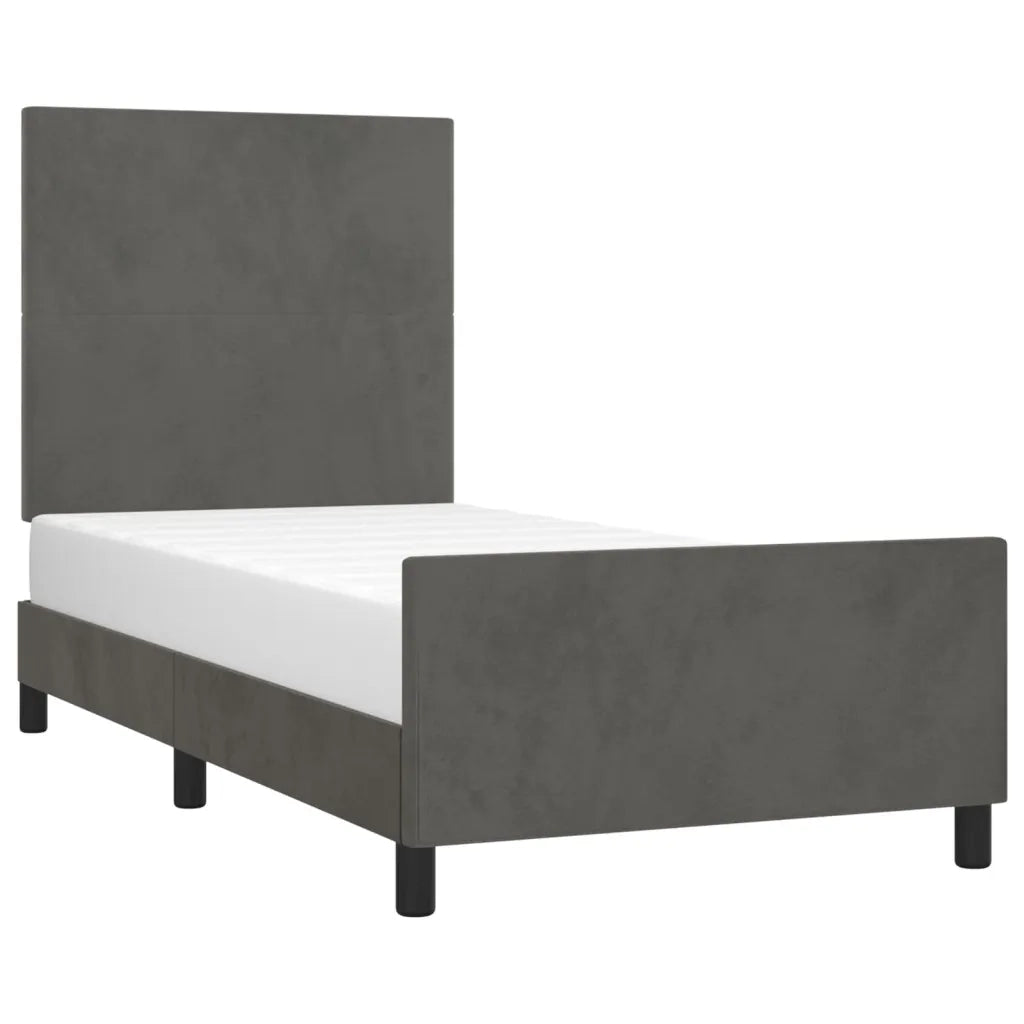 Giroletto senza Materasso-Struttura Letto Grigio Scuro 90x190 cm Velluto 406577