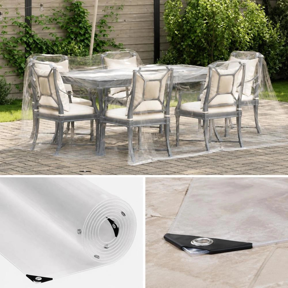 Telo trasparente con occhielli, 3x3 m, in PVC, robusto e versatile, ideale per esterni, giardino e balcone