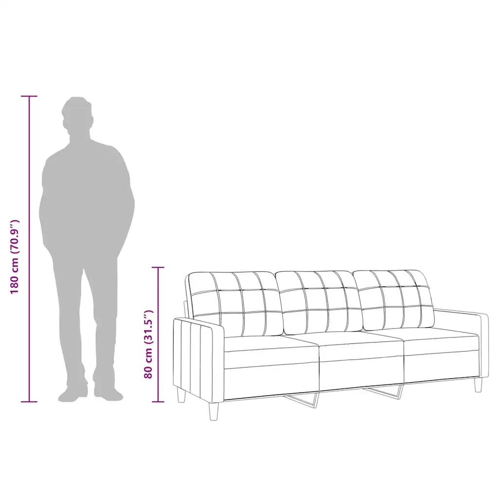 Divano a 3 Posti Grigio Chiaro 180 cm in Tessuto 359099