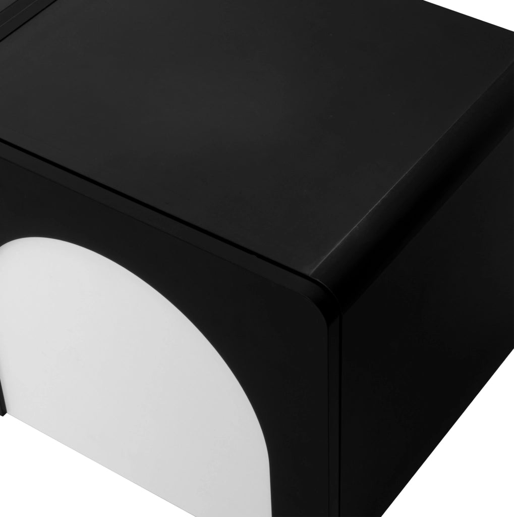 Mobile TV 180x38x45 cm con 2 cassetti e 2 ante in MDF nero e bianco