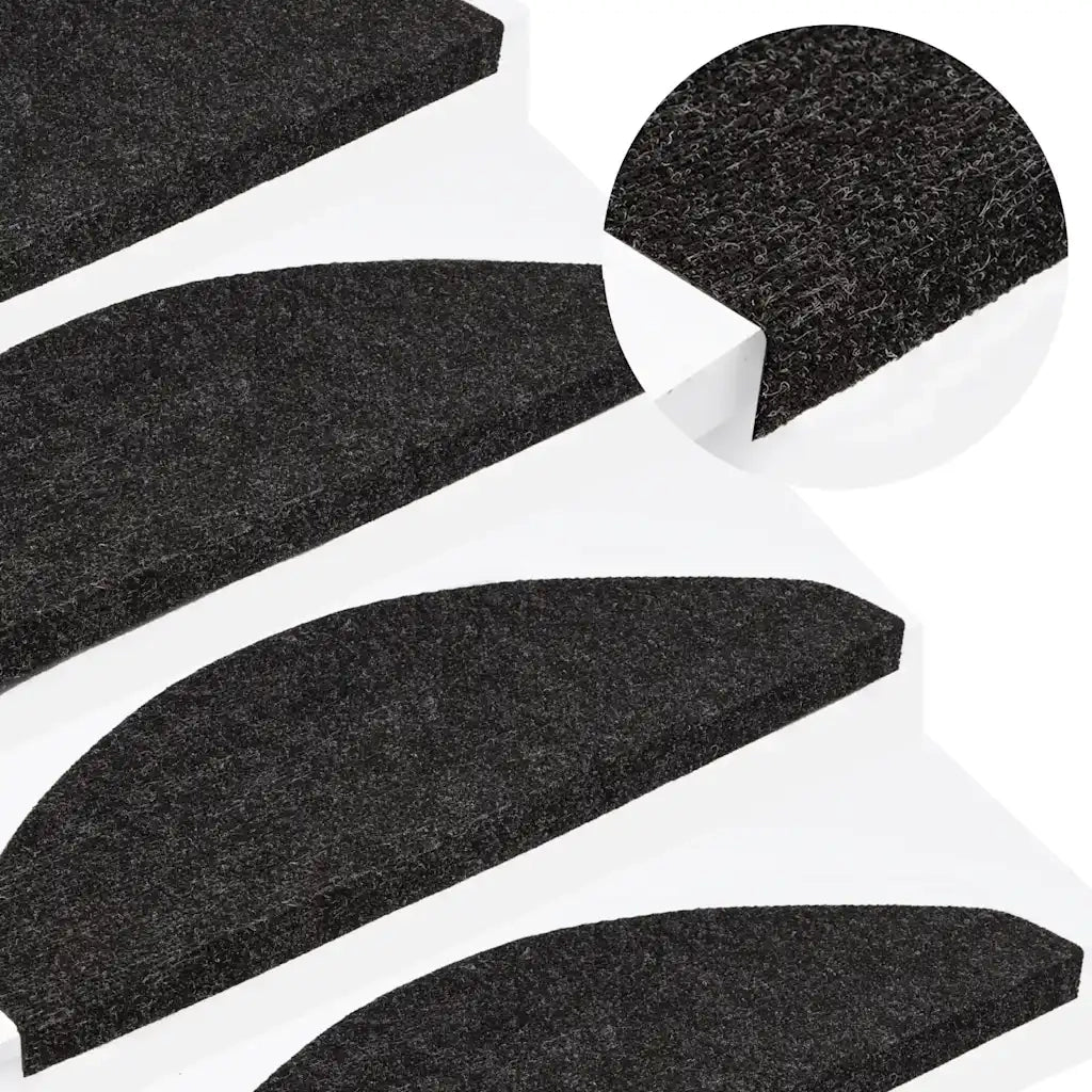 Tappeti Adesivi per Scale 15 pz 56x17x3 cm Nero 136390