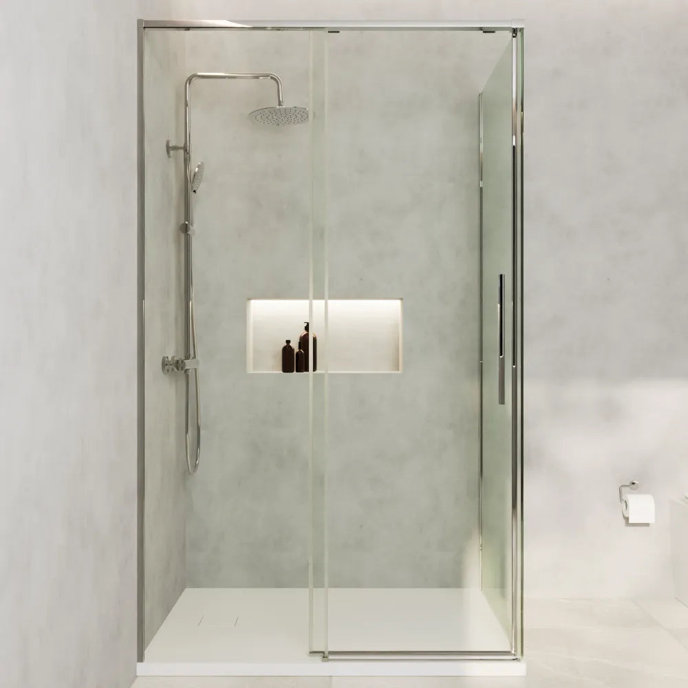 Box doccia 130x70cm scorrevole profili cromati vetro 8mm trasparente anticalcare h200 | Gili