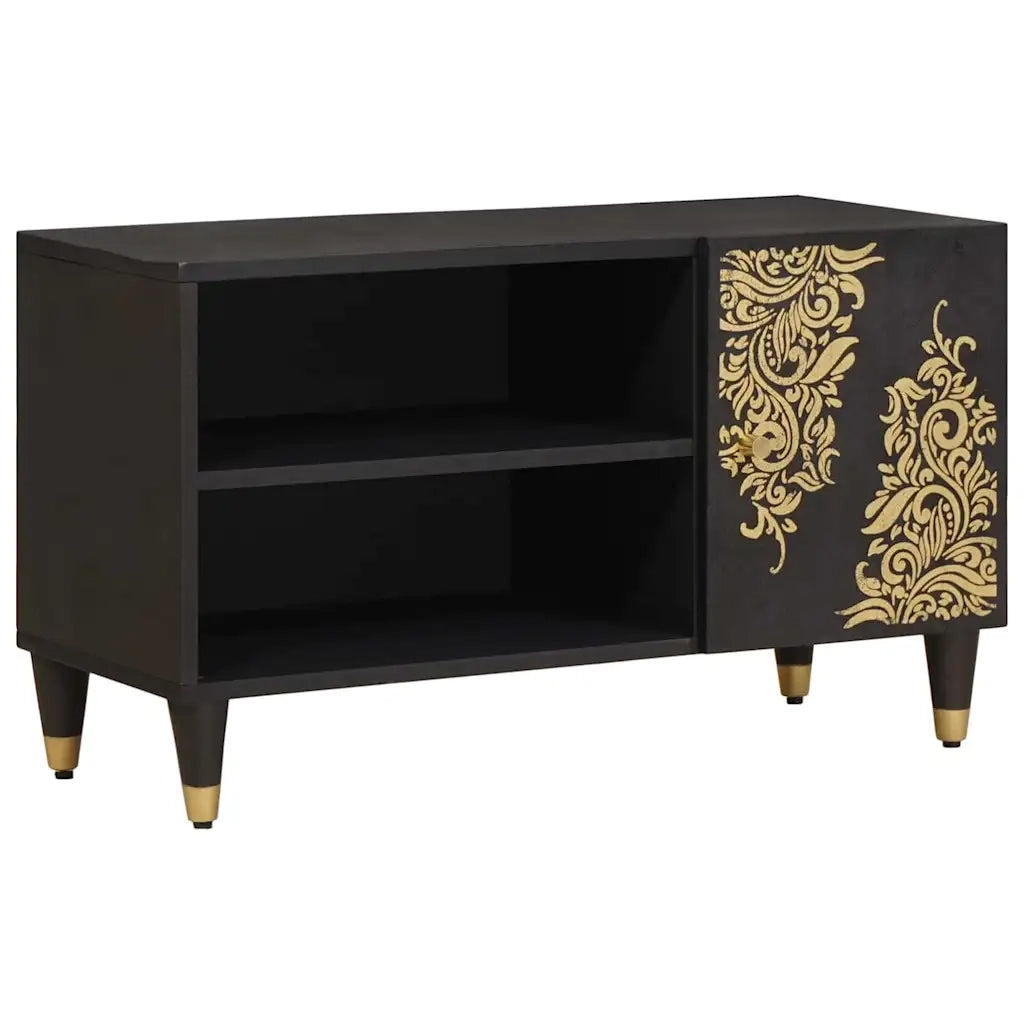 Mobile TV-Credenza per TV-Console TV Nero 80 x 33 x 46 cm Legno di mango massello 363507