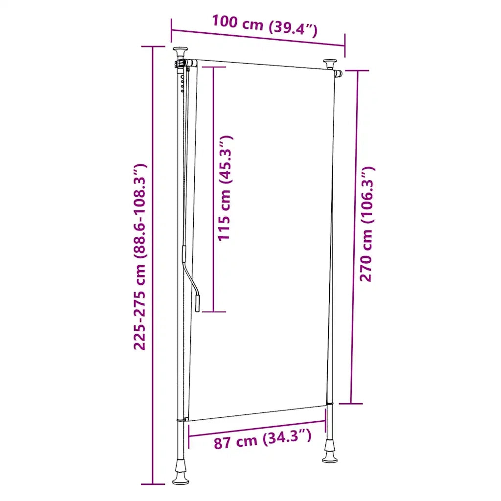 Tenda a rullo | Tenda avvolgibile per Esterni 100x270 cm Antracite