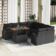 Set Divano da Giardino con archiviazione 9 pcs Nero Poly Rattan