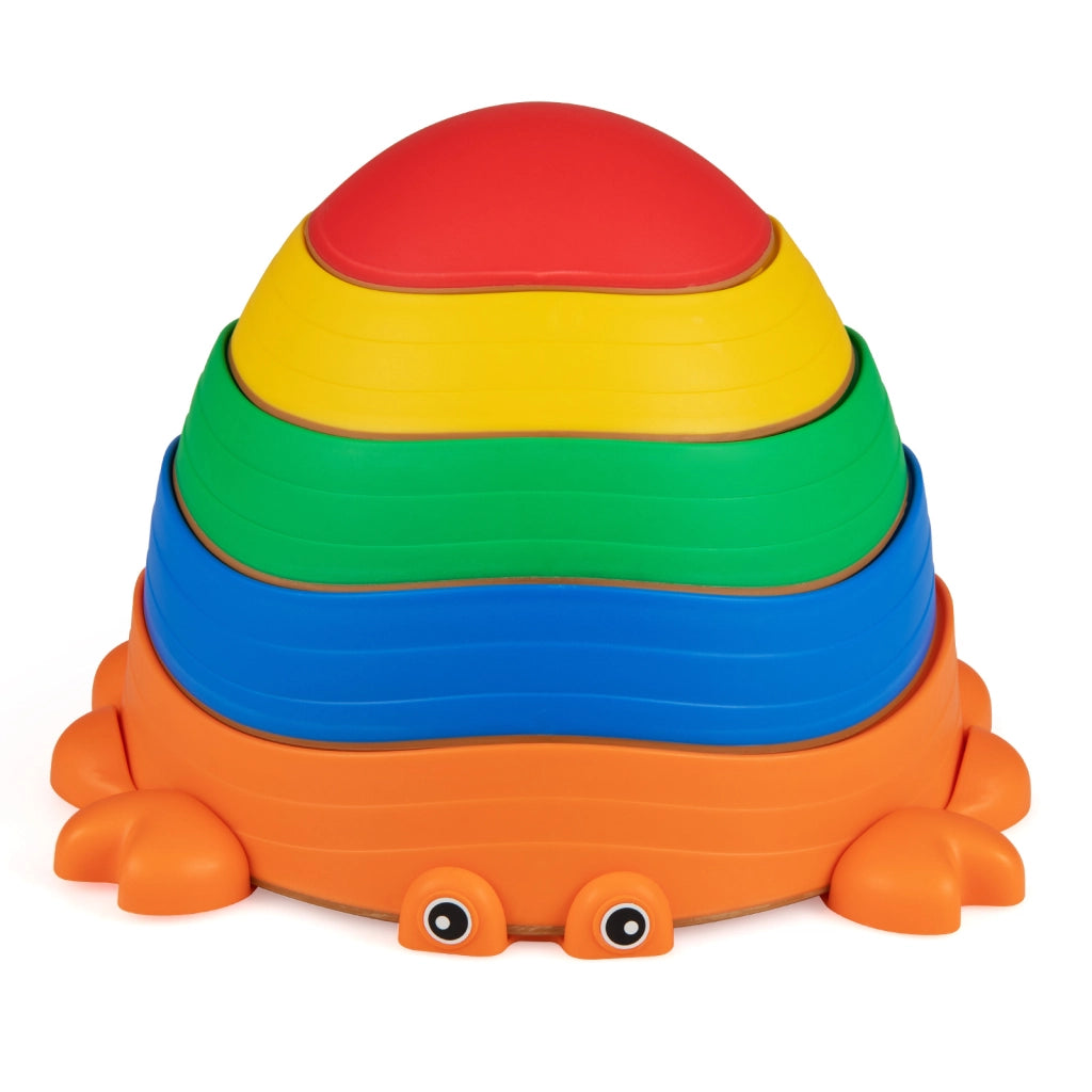 Set di 5 pietre di equilibrio impilabili per bambini 3+ anni con strisce antiscivolo in TPE, Pietre di bilanciamento a forma di granchio per interno ed esterno