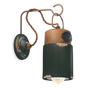 Applique Vintage Industrial Ferro E Ceramica Nero 1 Luce E27