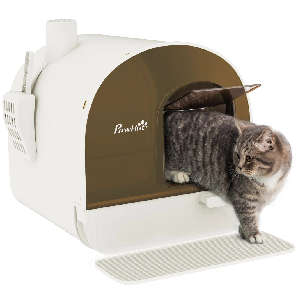 Toilette per gatti chiusa lettiera con cassetto estraibile porta basculante paletta e filtro 43L x 44l x 47H cm bianco