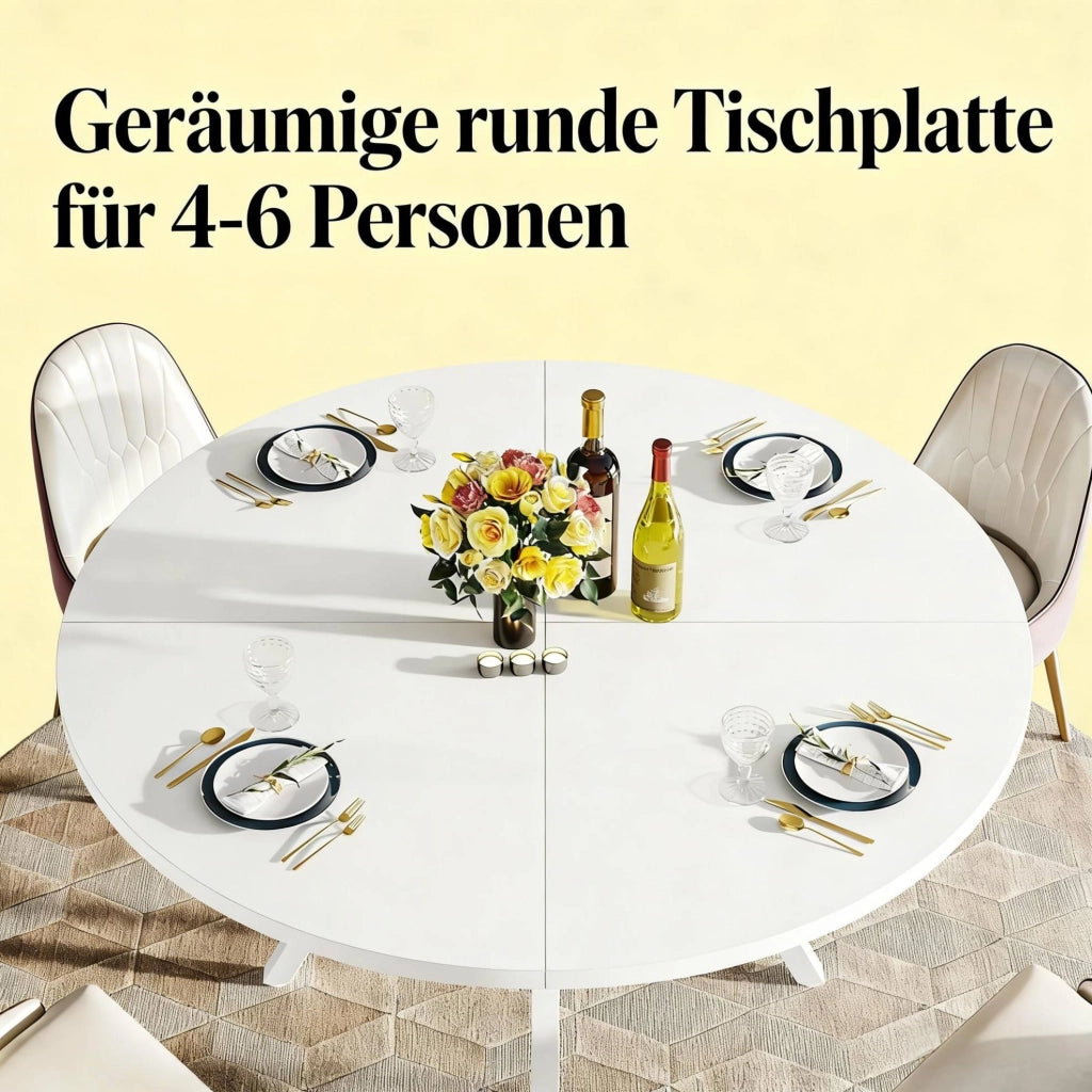 Tavolo da pranzo rotondo bianco Ø 119,4 cm in legno e metallo