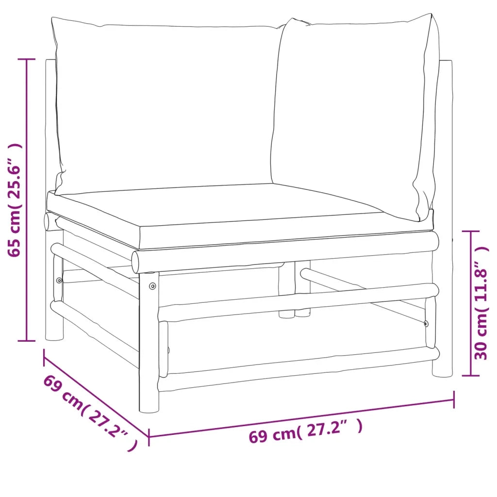 Set Salotto da Giardino 8pz con Cuscini Tortora Bambù 3155126