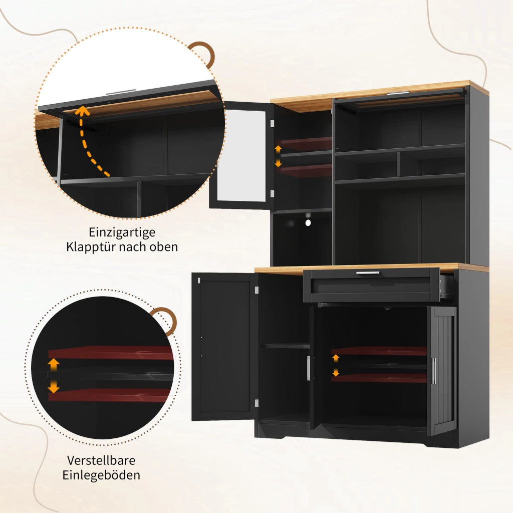 ARMADIO ALTO 104x40x180 cm Nero in MDF e Metallo con illuminazione LED USB