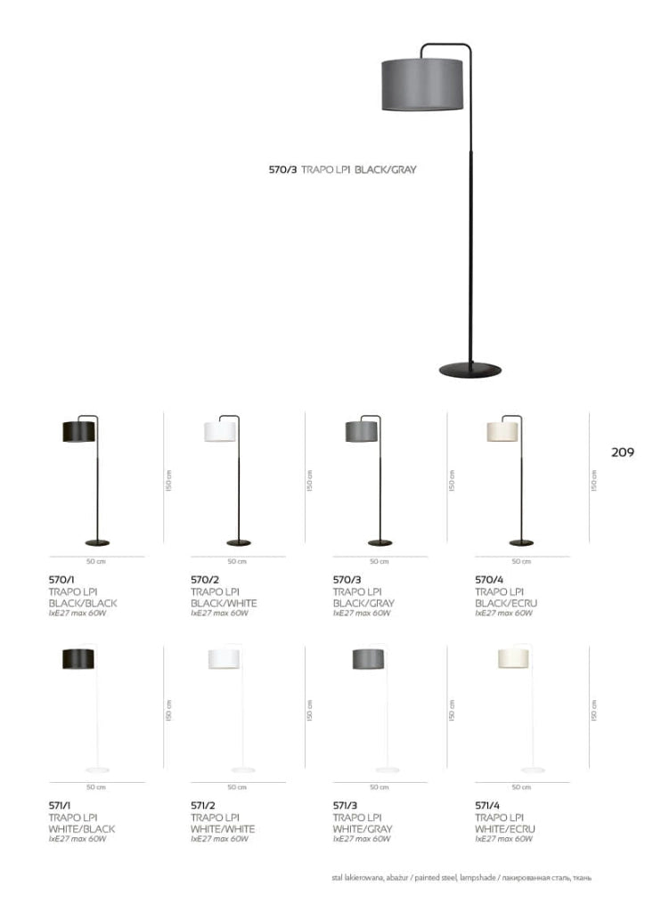Lampada da terra Emibig Trapo nera/ecru E27 150 cm