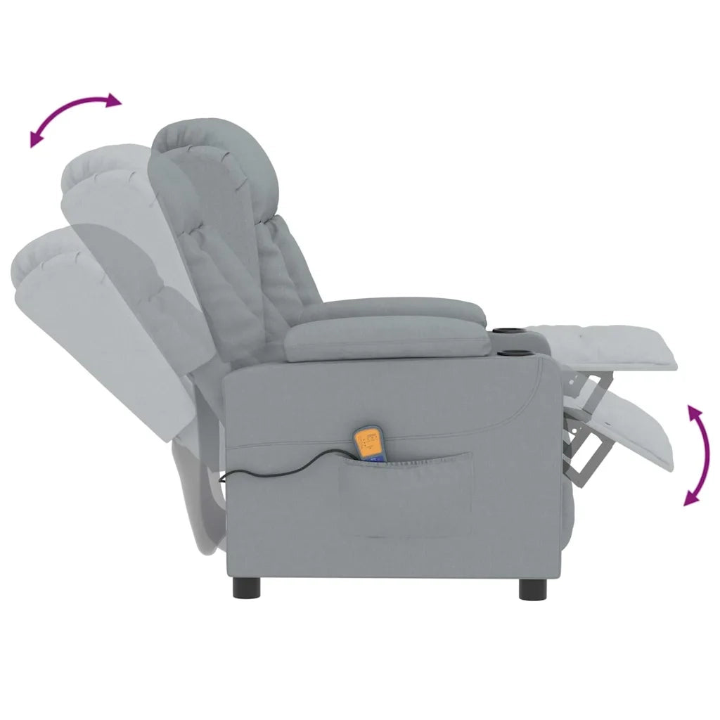 Poltrona Massaggiante | Sedia Relax in Tessuto Grigio Chiaro