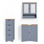 Set mobili bagno Bianco Grigio 3 pezzi Vicco