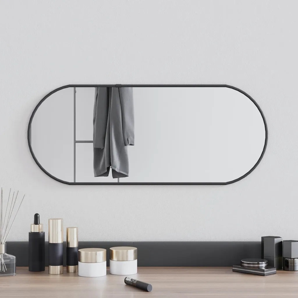 Specchio da Parete-Specchio a Muro-Specchio Decorativo Nero 60x25 cm Ovale