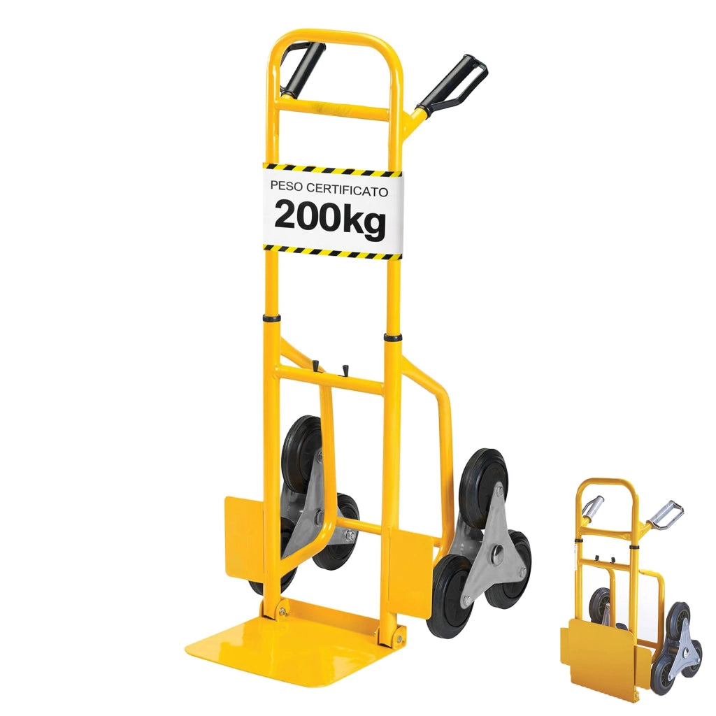 Carrello telescopico saliscale in acciaio 200 kg richiudibile con pedana ribaltabile
