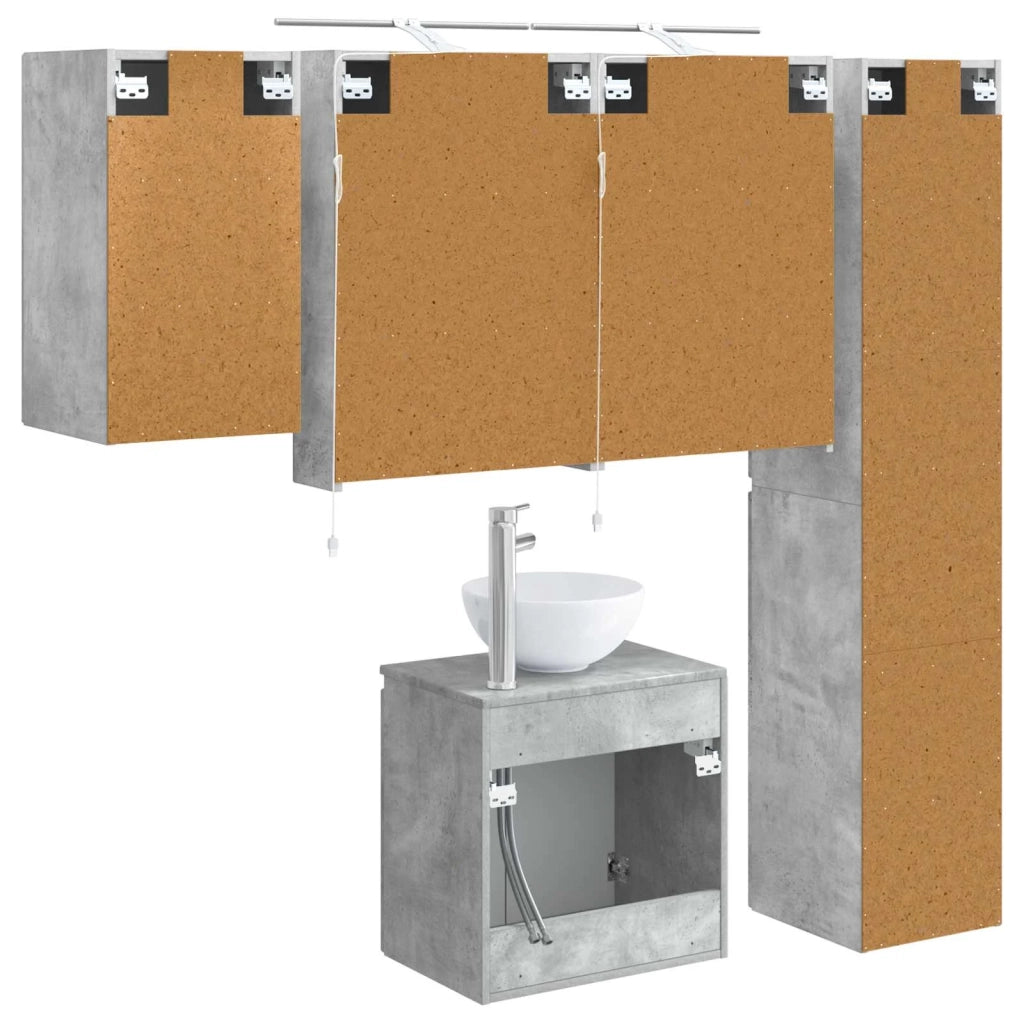 Set di Armadi da Bagno 5 pz Grigio Cemento Legno ingegnerizzato 3407290
