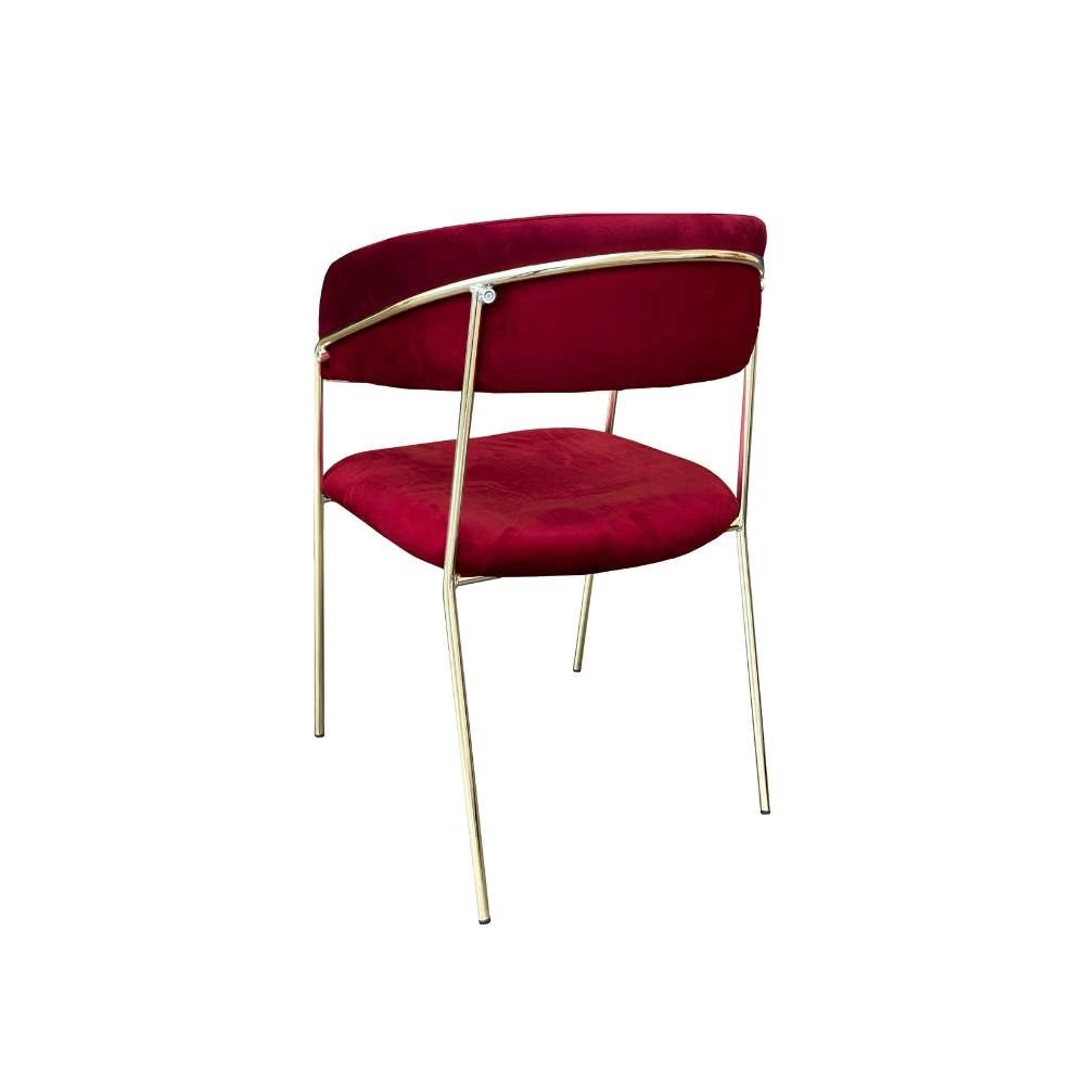 Set 4 Sedia tessuto rosso scuro e struttura oro Key