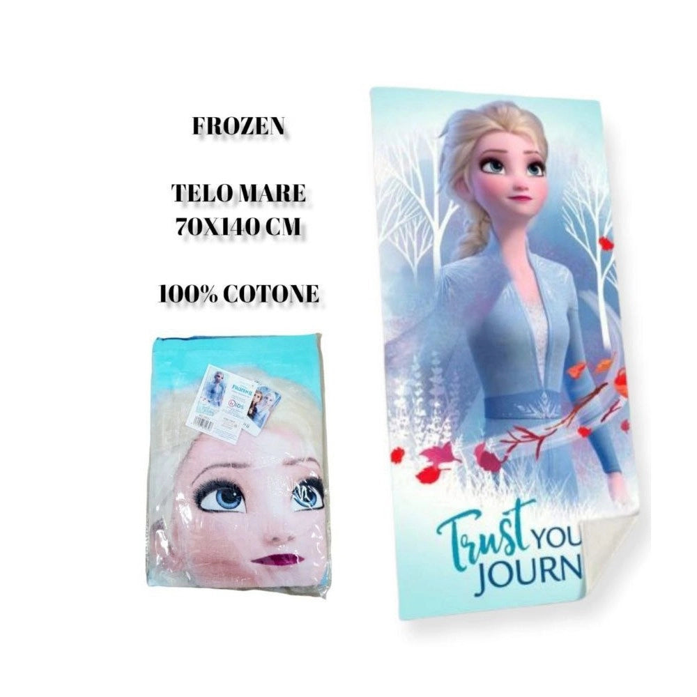 Trade Shop - Telo Mare In Cotone Elsa Di Frozen Asciugamano Con Personaggio Mare Piscina -