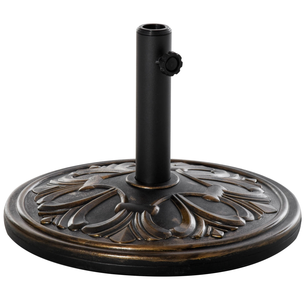 Base per Ombrellone Rotonda Ø48x34 cm in Plastica Bronzo 13kg Supporto per Pali Ø35/38/48 mm Robusto per Giardino Balcone