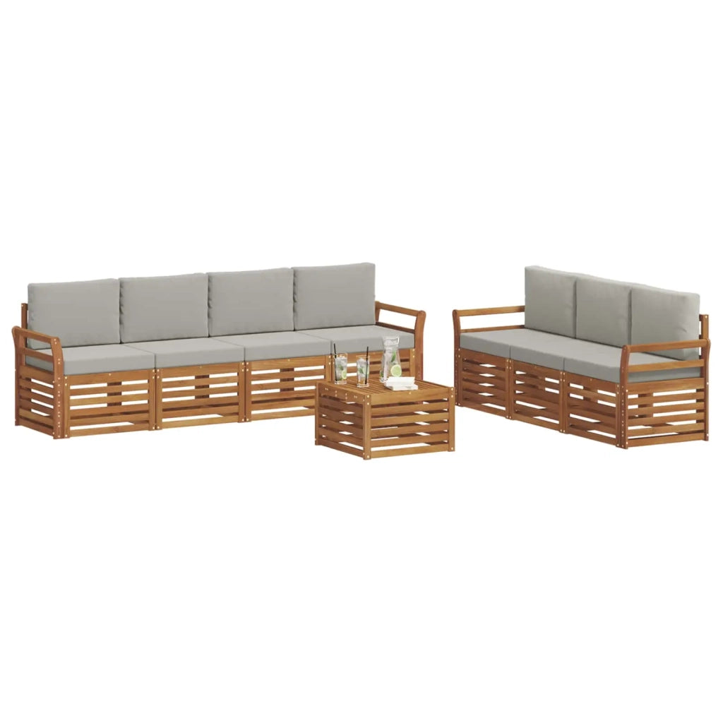 Set divani con cuscino 8 pcs Grigio Naturale e Chiaro 3374491