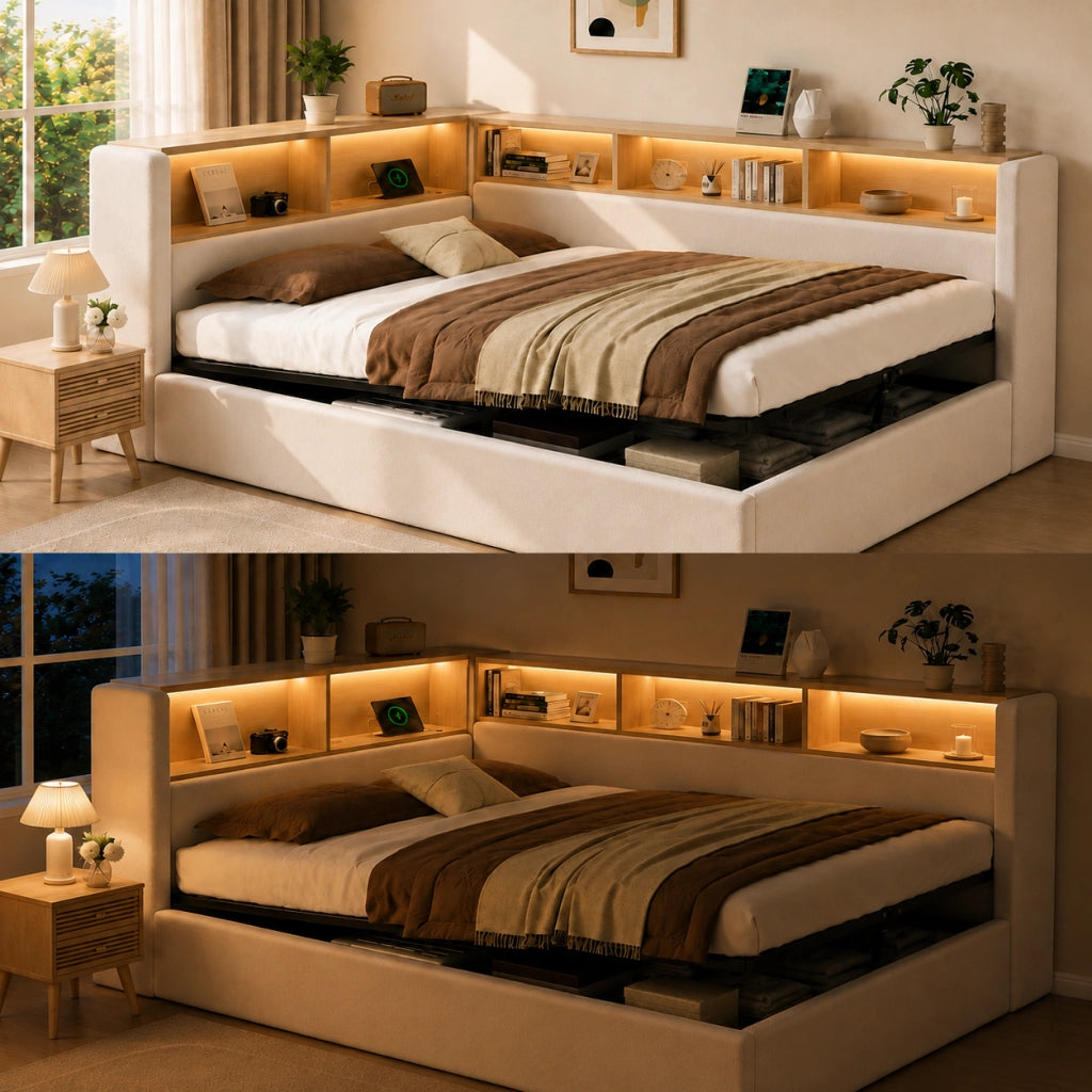 letto imbottito velluto beige 110 x 225 cm
