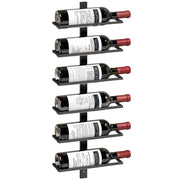 Weinregal, Wandregal für 6 Flaschen Wein, 6 Ebenen, Stahlrohr, für Küche, Wohnzimmer, Hausbar, Schwarz