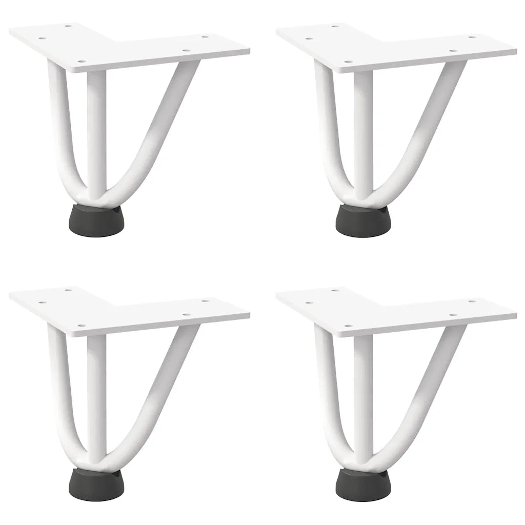 Gambe a forcina per tavolino 4 pz-Set di 4 Gamba per Tavolo bianche 10 cm in acciaio massiccio 783778