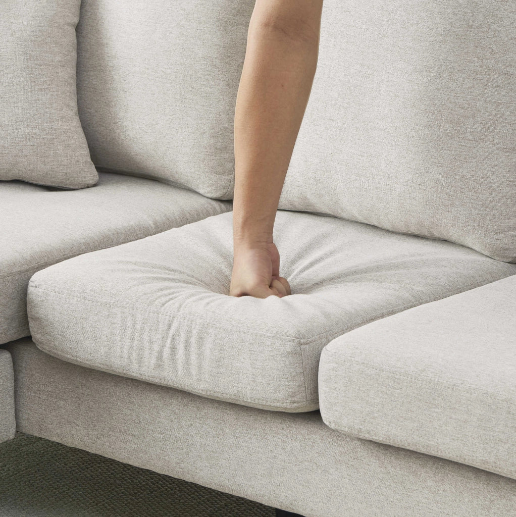 Divano angolare modulare con chaise longue, 166x118x77 cm, beige grigio e bianco