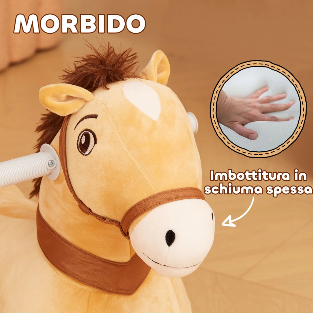 Cavallo Cavalcabile Elettrico per Bambini ¨C zephmum ¨C Marrone 6V con Ruote PU e Musica