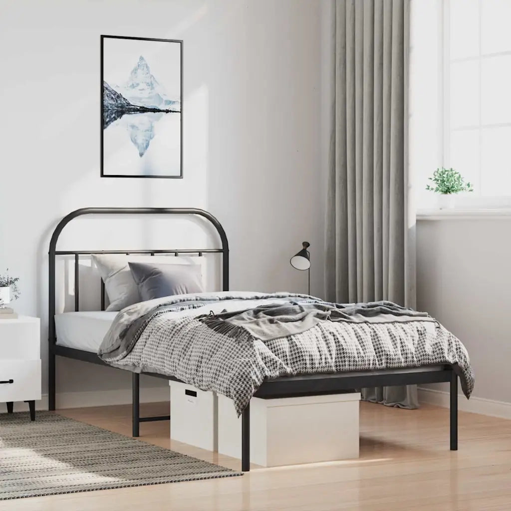 Giroletto con Testiera-Struttura Letto con testiera Metallo Nero 100x200 cm 579861