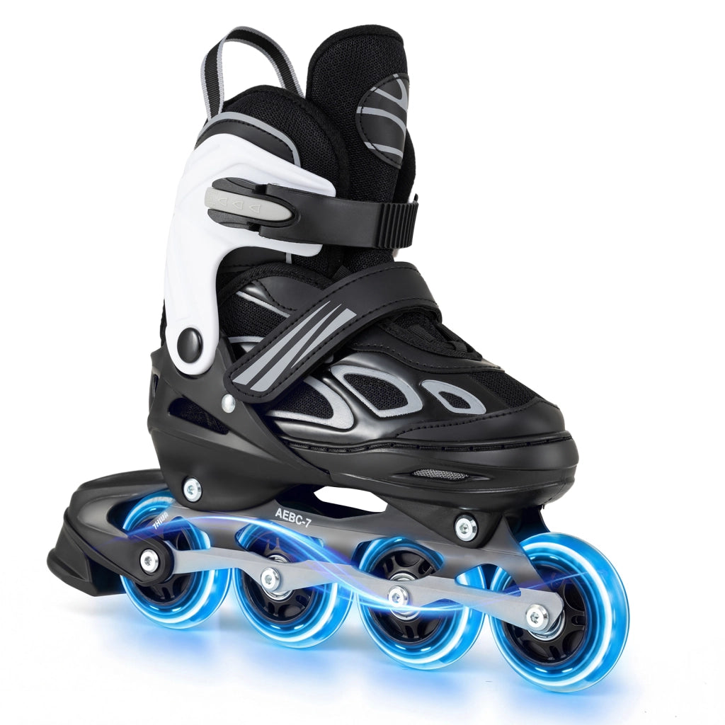 Pattini a rotelle regolabili per bambini e ragazzi 5-14 anni con ruote luminose, Pattini professionale per principianti interno ed esterno modello 10c-8 taglia M