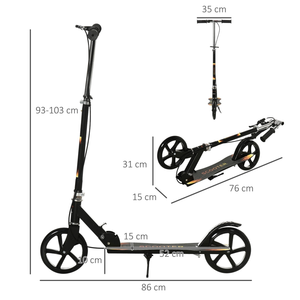 Monopattino per Bambini con Manubrio Regolabile ¨C zephmum ¨C Nero 86x35x93 cm