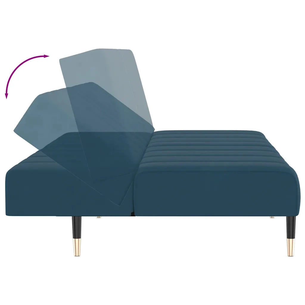 Divano Letto a 2 Posti Blu in Velluto 375873