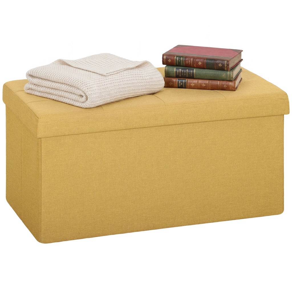 Pouf contenitore pieghevole 84L ¨C Xylo ¨C tessuto lino sintetico giallo 76x38x38 cm