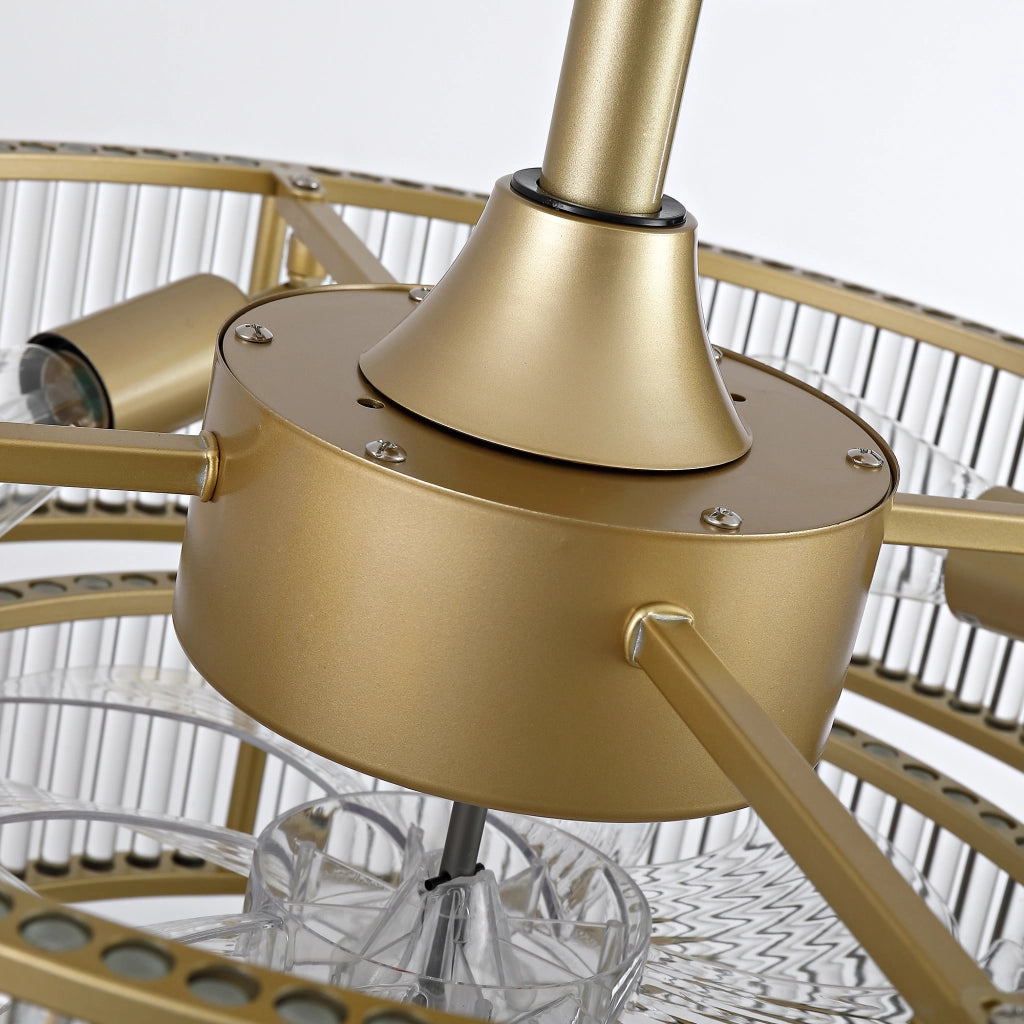 Ventilatore a soffitto in cristallo 19 pollici ¨C Minimal ¨C Ala ABS, controllo doppio tramite app, 6 velocit¨¤, silenzioso, oro