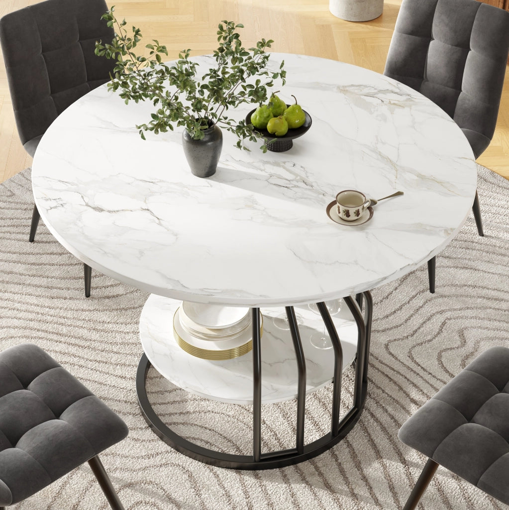 Tavolo da pranzo rotondo 80x80x76 cm nero con vano inferiore