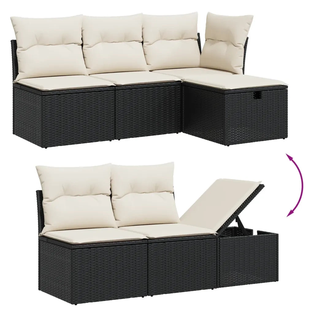 Set Divani da Giardino con Cuscini 7pz Nero Polyrattan 3275814