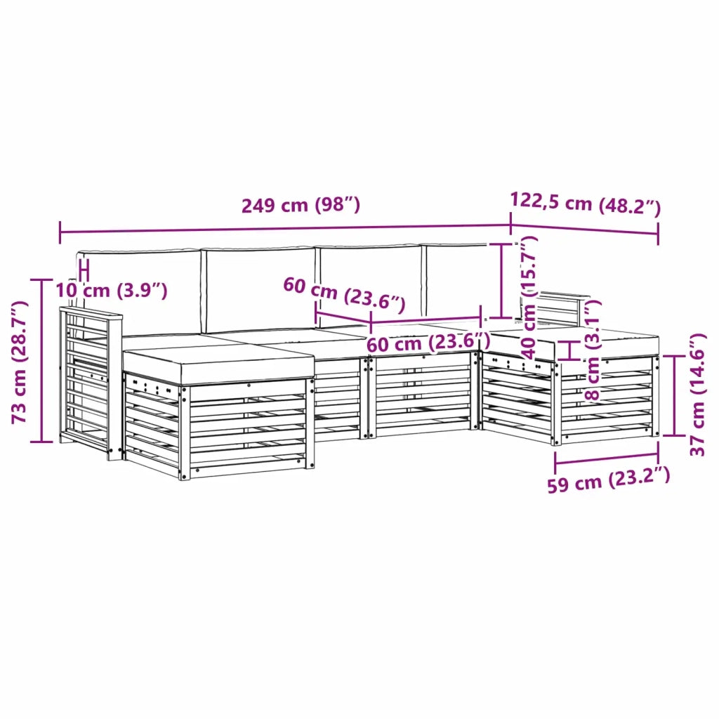 Set divani con cuscino 6 pcs Grigio Naturale e Chiaro 3375261