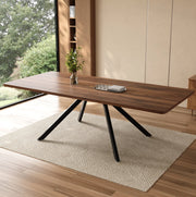 Tavolo da pranzo allungabile in MDF, 160/200/240×90 cm, struttura metallica, colore noce, per 6-10 persone