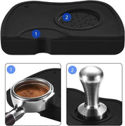 Matrice per calibrazione caffè - Accessorio per espresso - Area di lavoro per barista - Superficie antiscivolo in silicone - 12x17,5 cm - Nero