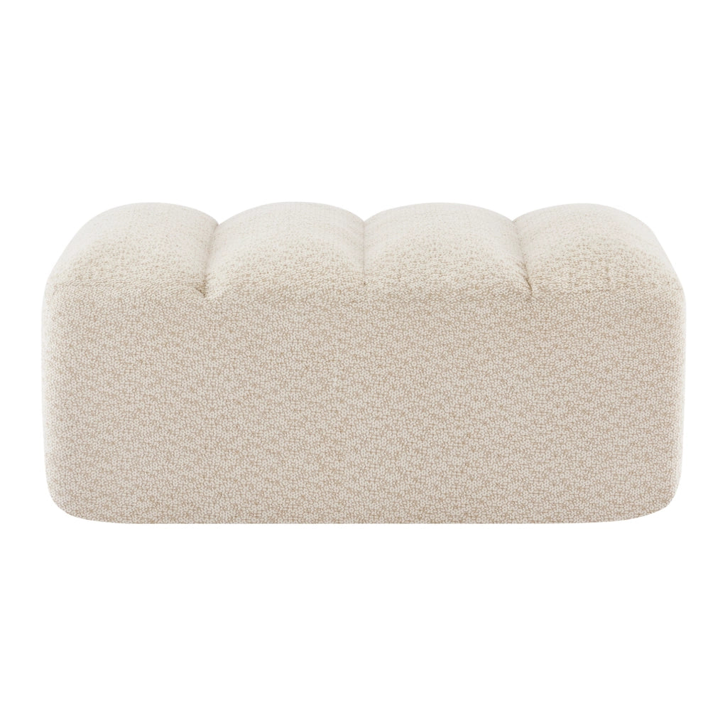 Divano modulare con ottomana in fleece beige e bianco