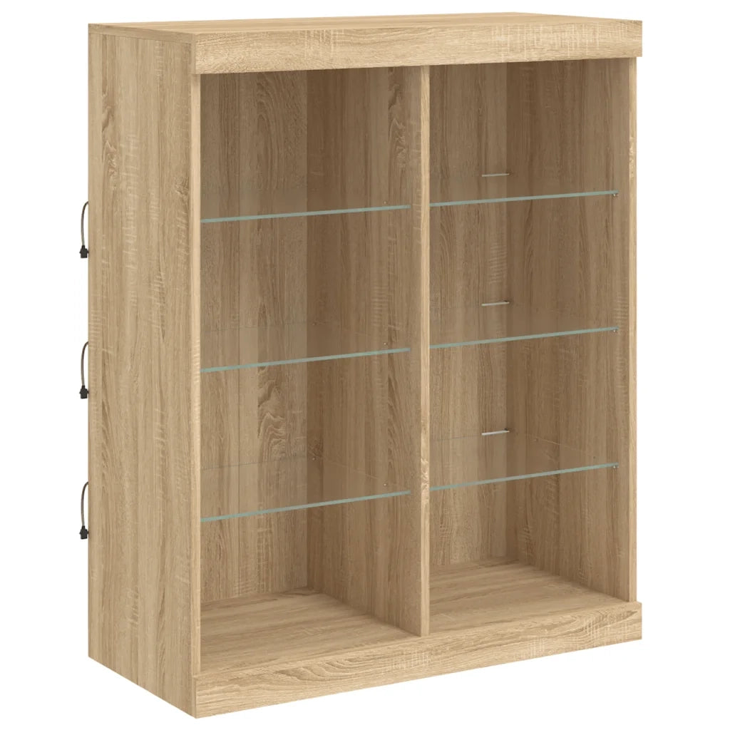 Credenze con Luci LED 3 pz Rovere Sonoma in Legno Multistrato 3209137