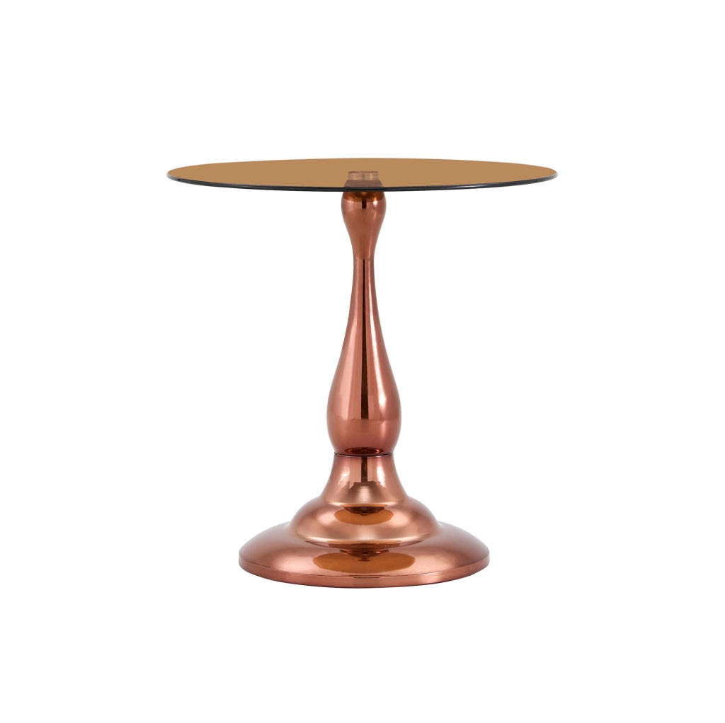 Tavolino rotondo in vetro Ø 50 cm con base in metallo marrone HOMVRA