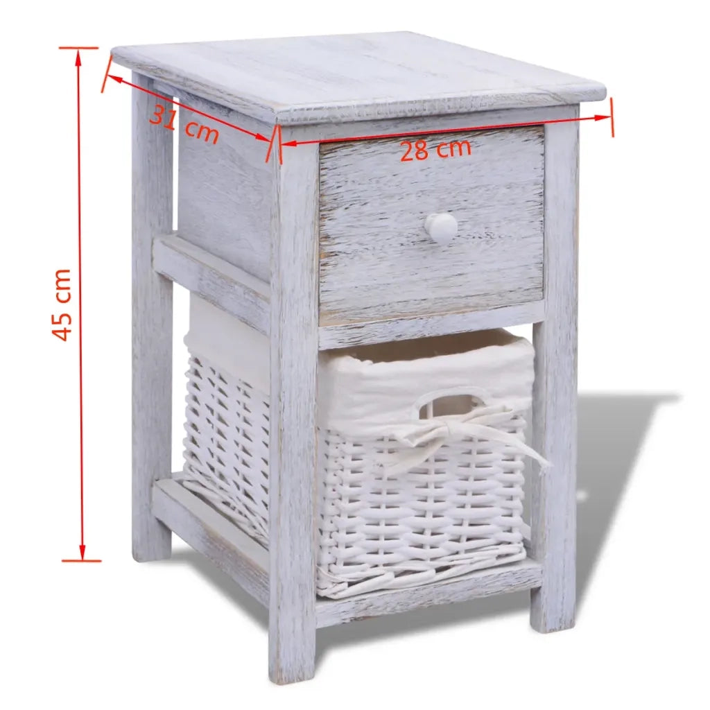 Comodino da Notte Set 2 pz-Set di 2 Tavolino da notte in Legno Bianco