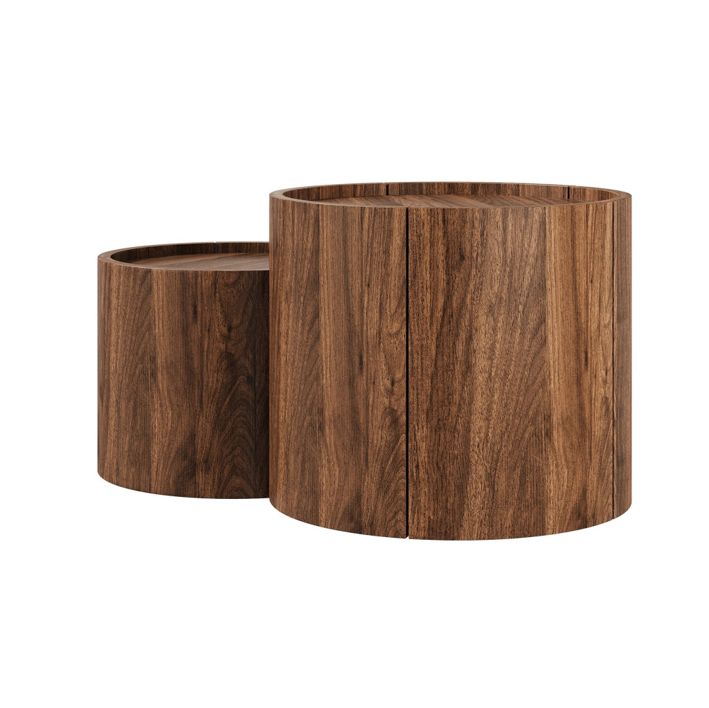 Tavolino da caffè rotondo con contenitore e cassetti 77;5x47;5x40 cm in truciolare noce